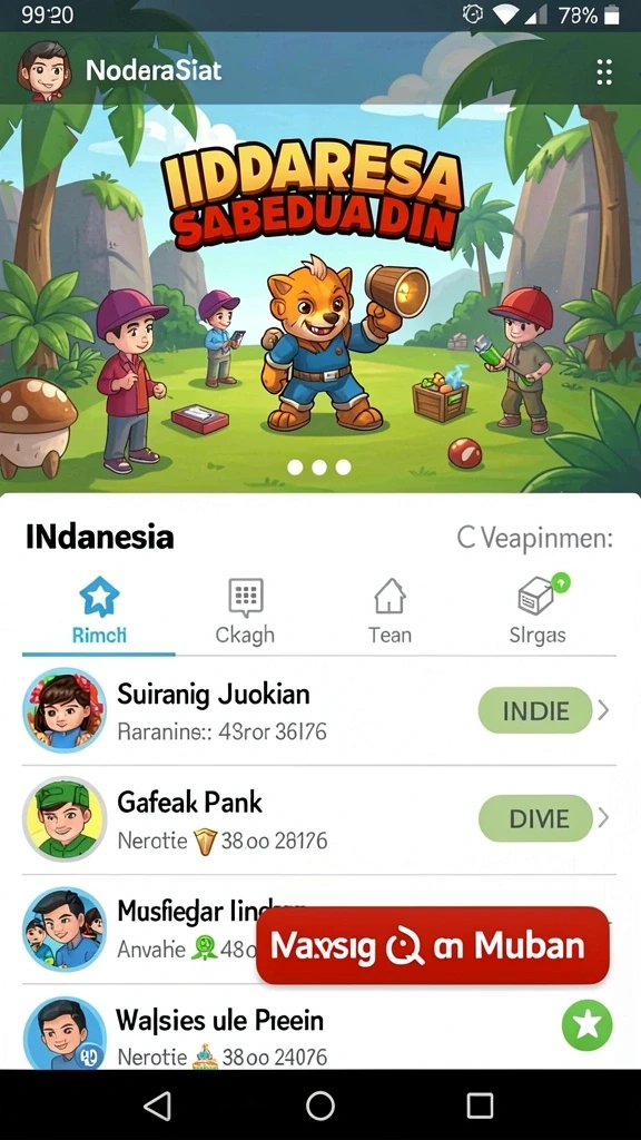 Tampilan awal WATITOTO dengan karakter lucu.